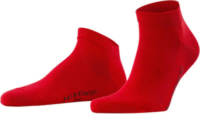 FALKE Cool 24/7 kort eenkleurig katoen sneakersokken enkelsokken heren rood - maat 39-40