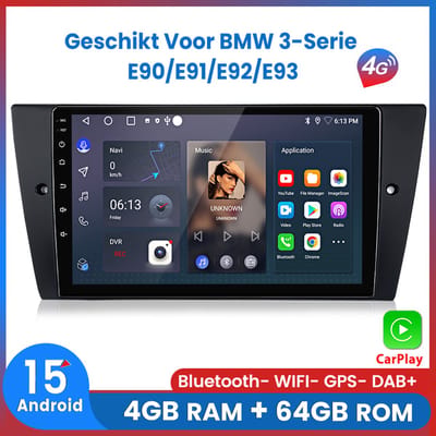 Awesafe Autoradio - 4GB & 64GB 8-Kern V1PRO - Geschikt Voor BMW 3-Serie E90/E91/E92/E93 2005 t/m 2012 - Carplay & Android auto - Met navigatie GPS - Radio scherm - 2005 2006 2007 2008 2009 2010 2011 2012
