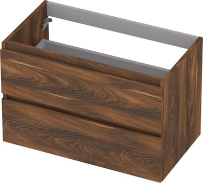 INK® wastafelonderkast 2 laden greeploos met houten keerlijst 80x40x52cm, noten