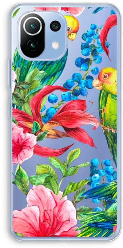 Case Company® - Hoesje geschikt voor Xiaomi Mi 11 Lite hoesje - Papegaaien - Soft Cover Telefoonhoesje - Bescherming aan alle Kanten en Schermrand