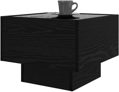 Salontafel Vierkant - Koffietafel Rustiek - Woonkamer Decoratie - Stevig Hout Design - 40x40x30 cm - Zwart eiken