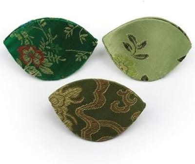 Sieraden Pouch - Opbergdoosje - Sieraden Opbergen - Handgemaakt Brokaat - 7x5x5cm - Groen