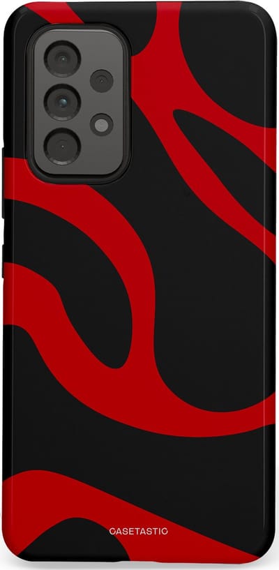 Casetastic hoesje geschikt voor Samsung Galaxy A53 (2022) 5G - Dubbellaagse bescherming - Vurige Zwarte Lava Stroom - Fashion Case - Zwart Rood