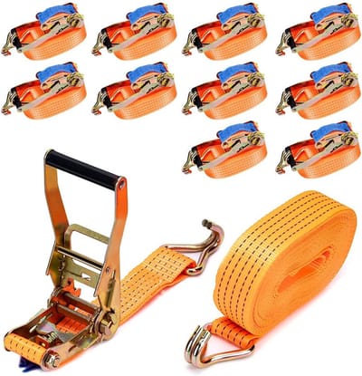Spanbanden met ratel - Sjorbanden - Lading zekeren - 4000 kg draagkracht - 5 meter 10 stuks - Oranje