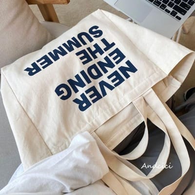 Sac à main pour femmes Lettres Vent paresseux Sac en toile Simple Grande capacité Sac à bandoulière Sac de cours pour étudiants 37**20*38cm white