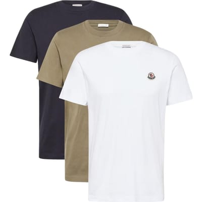 Moncler Geribd Ronde Hals Logo Letter Korte Mouw T-shirt 3-Pack Heren Tops J10918C00025829H83P3 L black