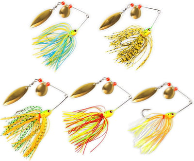 Spinnerbait Vis Aas - Kunstaas Set - Roofvis Vangen - Dubbele Willow Bladen - 5 Stuks 17g - Gemengde Kleuren