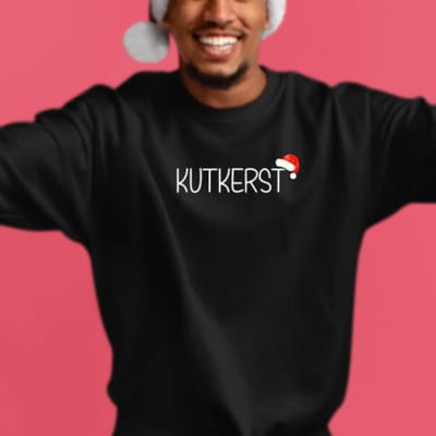 Heren sweater- KUTKERST- zwarte trui- maat S - Foute kersttrui. Kut kerst- kerstoutfit