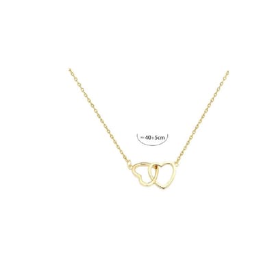 WiseGoods Luxe Ketting 2 Verbonden Hartjes - Kleur Goud Sieraad Cadeau - Moederdag Gift & Feestdagen - Dames Kettingen - Collier
