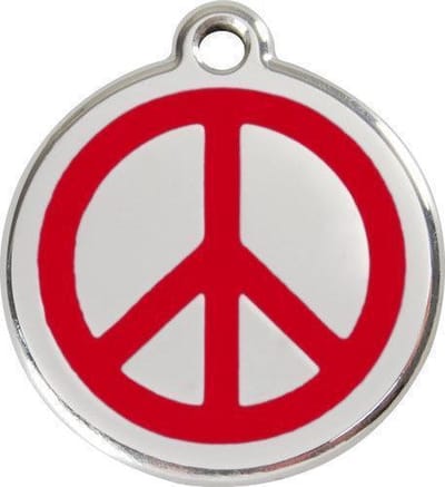 Red Dingo Hondenpenning 38 mm peace rood