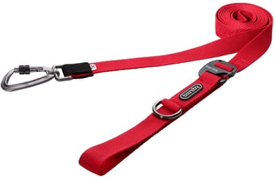 Boondog Hondenriem 2.5m - Verstelbaar - Multifunctioneel - Extra Sterke Nylon Riem - Flexibele Grip - Karabijnhaak - Red - Maat S