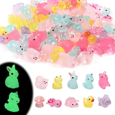 Miniatuur Dierenfiguren - 100 Stuks Luminous Resin Dieren voor Tuinaccessoires, Moss Decoratie en Creatieve Ambachten