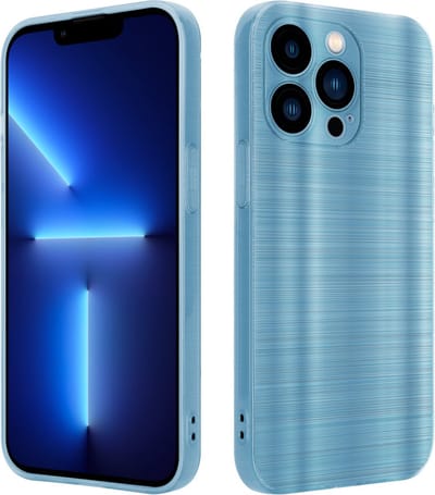 Cadorabo Hoesje geschikt voor Apple iPhone 13 PRO in Brushed Turqoise - Beschermhoes Case Cover van flexibel TPU silicone in Brushed design