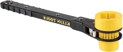 Ratelsleutel - Vierkante dopsleutel - Bevestigingen aandraaien - Vier maten in één - 3/4 tot 1 1/8 inch - Geel
