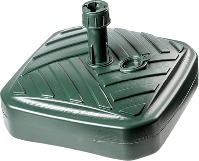 KADAX Parasolstandaard, ronde parasolstandaard, parasolhouder vulbaar met zand water of grind, standaard van kunststof voor tuin, terras, strand (versie 1, vierkant, groen)