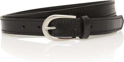 Timbelt 2,5 cm zwarte damesriem - 100% leder - volledig gestikt - Maat 85 - Totale lengte riem 100 cm