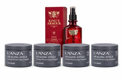 L’ANZA Healing Style Clay 4-Pack – Professionele Haar Clay 100 ml x4 + King’s Armour Barber Cologne – Sterke Hold & Matte Finish – Salonkwaliteit Styling