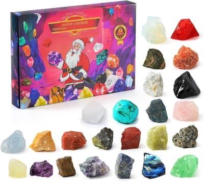 Kristallen adventskalender, Vier de feestdagen met een unieke adventskalender met 24 edelstenen en kristallen, één voor elke dag in december in de aanloop naar Kerstmis,kerstcadeau voor jongens, meisjes, tieners en volwassenen - Cyslmuk®