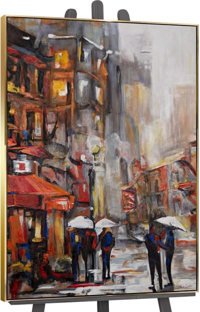 Canvas schilderij groot handgeschilderd stedelijke atmosfeer urban abstract – YS-Art Gallery – Dynamische wanddecoratie voor woonkamer – Modern schilderij voor kantoor en hal