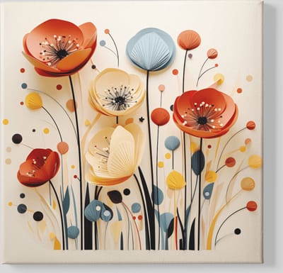 Canvas Schilderij - Bloemen - Abstract - Wanddecoratie - 60x60x2 cm