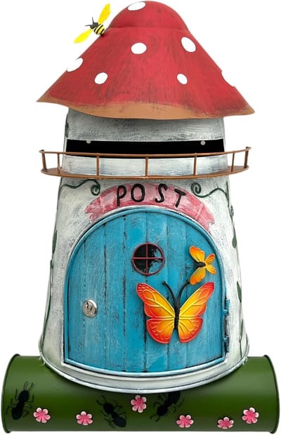 Brievenbus Paddenstoel - Postbak Uniek - Brieven Ontvangen - Handgemaakt Design - 57x35x16 cm - Blauw