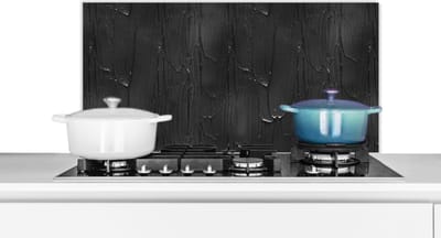 Spatscherm Keuken - Kookplaat Achterwand - Spatwand Fornuis - 90x45 cm - Verf - Zwart - Patronen - Aluminium - Wanddecoratie - Muurbeschermer - Hittebestendig