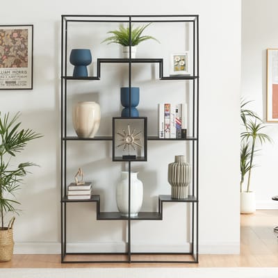 Boekenkast Råde open kast metaal 180x100x35 cm zwart [en.casa]