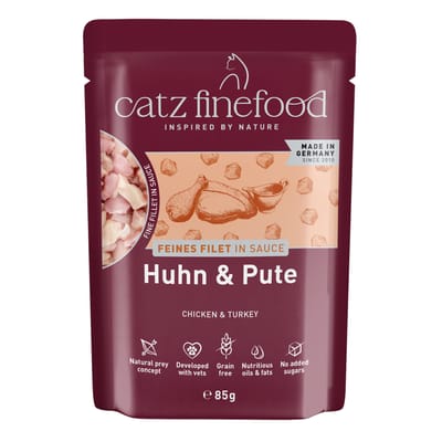 Voordeelpakket: 32x 85g catz finefood Fijn Filet Kip & Kalkoen Nat kattenvoer