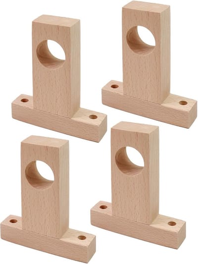 Set van 4 Houten Gordijnroedehouders voor 32 mm Roedes