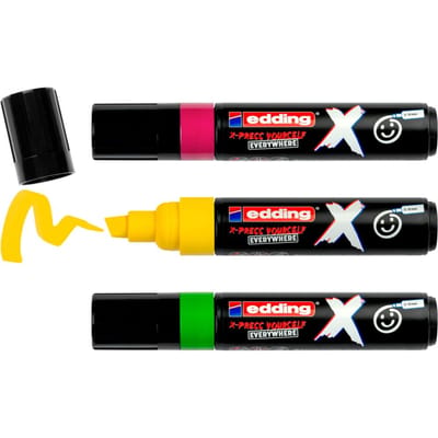 edding 6900 X multimarker - set van 3 geel, licht groen, rood-violet - voor alle ondergronden geschikt - beitelpunt 2-10 mm - vegan inkt - gemaakt van gerecycled plastic - lokaal geproduceerd in Duitsland