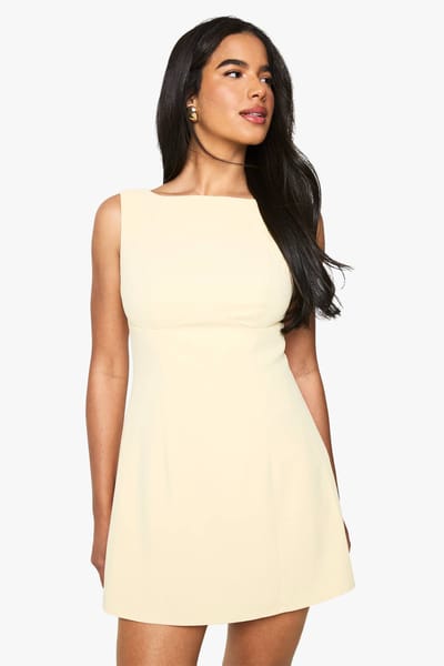 boohoo Dames Gestructureerde A-lijn mini-jurk | Butter | Maat: 10