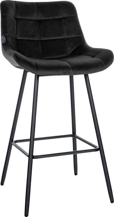 CLP West Barkruk - Met rugleuning - Voetsteun - Metalen frame - zwart/zwart