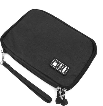Dailygoody - Kabel Organizer - Reis Elektronica Accessoires - Dubbellaags - Zwart - Oplader en Kabels - Geschikt voor Hoofdtelefoon - 32 x 22,9 cm