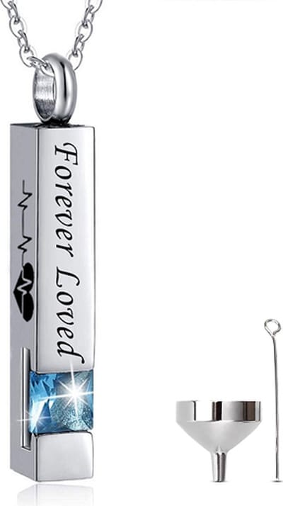 Luxe Ashanger - met Ketting - Voor As, Haren of Parfum - Assieraad - As Ketting - Gedenksieraad - Urn - Incl. As vuller en Opbergzakje - Blue Sea