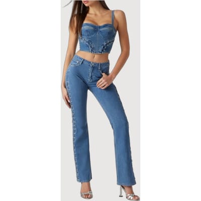 GUESS Eco Sexy Flare Lace Up Lace Up Blue Taglia: W25L32 | Pantaloni Outlet | Donna | Blu