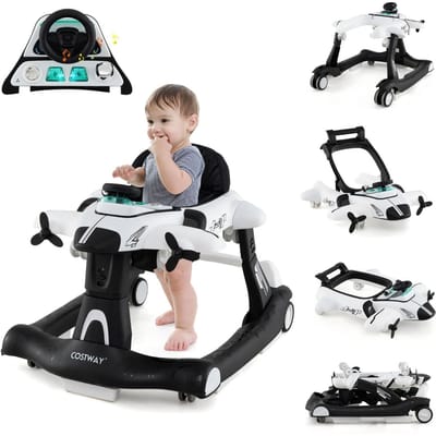 Coast Loopwagen - Vliegtuigvorm - Verstelbare Hoogte - max. 12 kg - 73 x 64 x 54 cm - Wit