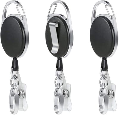 Badge Reel Set van 3 Stuks - Retractable Badge Holder met Sleutelhanger en ID Kaart Clip voor Werk en Evenementen
