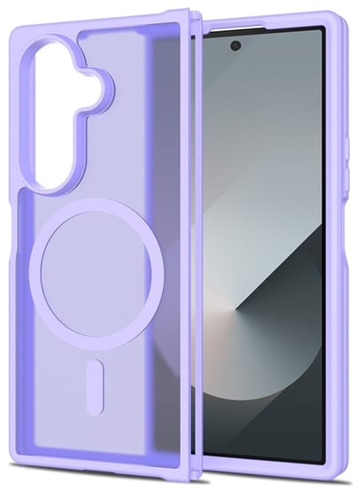 Lunso Geschikt voor Samsung Galaxy Z Fold 7 slank backcover hoesje met magnetisch ondersteuning - Paars