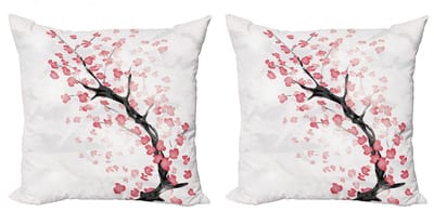 ABAKUHAUS Kersenbloesem Kussenhoes Set – 2x60x60 cm – Dubbelzijdig
