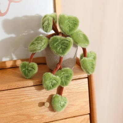 Simulatie Epipremnum Aureum Groene Plant Bloempot Pluche Knuffel Gevuld Pluizige Bladeren Woondecoratie Cadeau 18cm donkergroene kleur