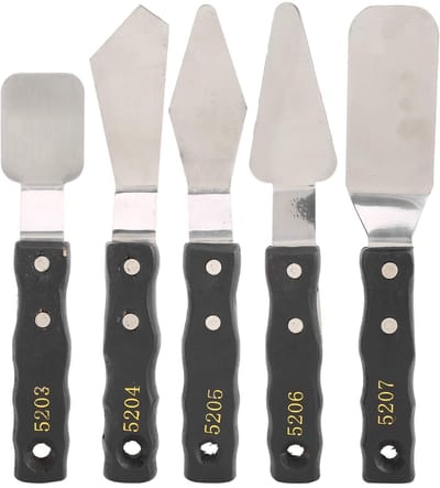 Dailygoods- Paletmes Set 5 Stuks - Roestvrij Staal - Houten Handvat