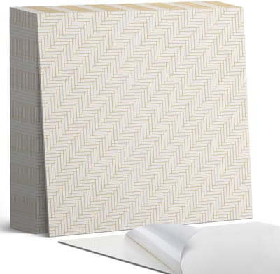 Coloray Plaktegels - Visgraatpatroon Zelfklevende Tegels - 20 cm x 20 cm - Beige Plaktegels - 20 stuks - Vierkant PVC Tegels - Plaktegels Badkamer - Plaktegels Vloer - Vinyl Tegels - Wandtegel Zelfklevend
