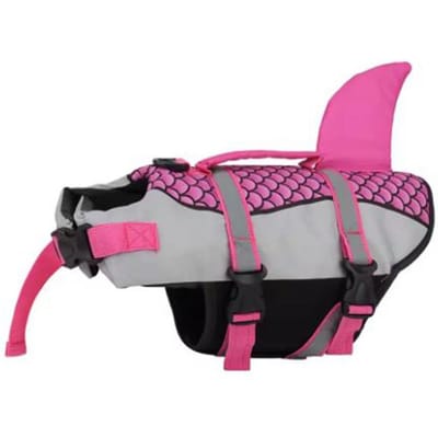 Reflecterend Shark Dog Reddingsvest Verbeterd Drijfvermogen Anti-Scheur Hondenzwemkleding Waterdicht Met Handvat Schubben Shark Dog Kleding (Rose Red,XS) rozerode kleur