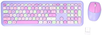 SPHProducts - Toetsenbord-muiscombinatie - Draadloze Gaming Combo - Ergonomisch ontwerp - Lila mengkleuren - Optische resolutie 1200 - Geschikt voo...