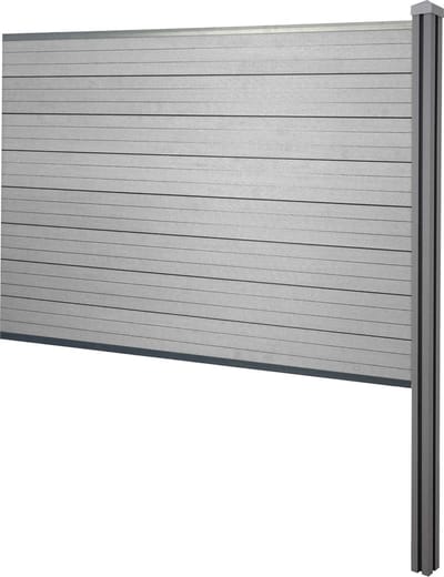 WPC privacyscherm Sarthe, schutting windscherm, WPC paal voor plaatsing in beton ~ verlengelement, 188cm grijs