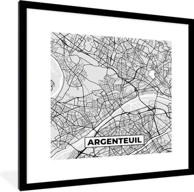 Fotolijst incl. Poster - Frankrijk - Plattegrond - Kaart - Tarbes - Stadskaart - 40x40 cm - Posterlijst