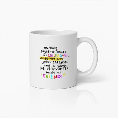 Grappige “Van Collega’s naar Vrienden” Witte Mok 330 ml – Kantoor Humor Koffiemok – Waarderingscadeau voor Collega’s & Werkvrienden