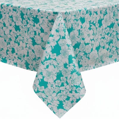 Protecttable - Rond Mexicaans Tafelzeil Vintage Floral Mint ⌀118cm - Tafelkleed Afwasbaar - Kunststof