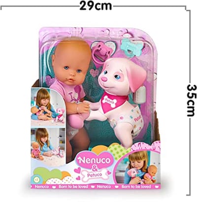 Babypop met hond - Speelgoed set - Rollenspel spelen - Inclusief accessoires - 35 cm - Meerkleurig