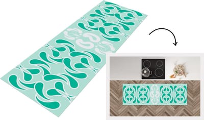Keukenloper - Loper keuken - Winter - Turquoise - Design - 150x50 cm - Keukenloper vinyl